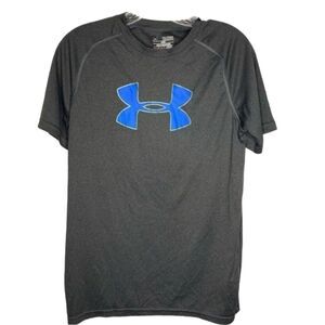 5/$15 Under Armour Gray Blue Heat Gear Loose Short Sleeve Shirt Youth XL
